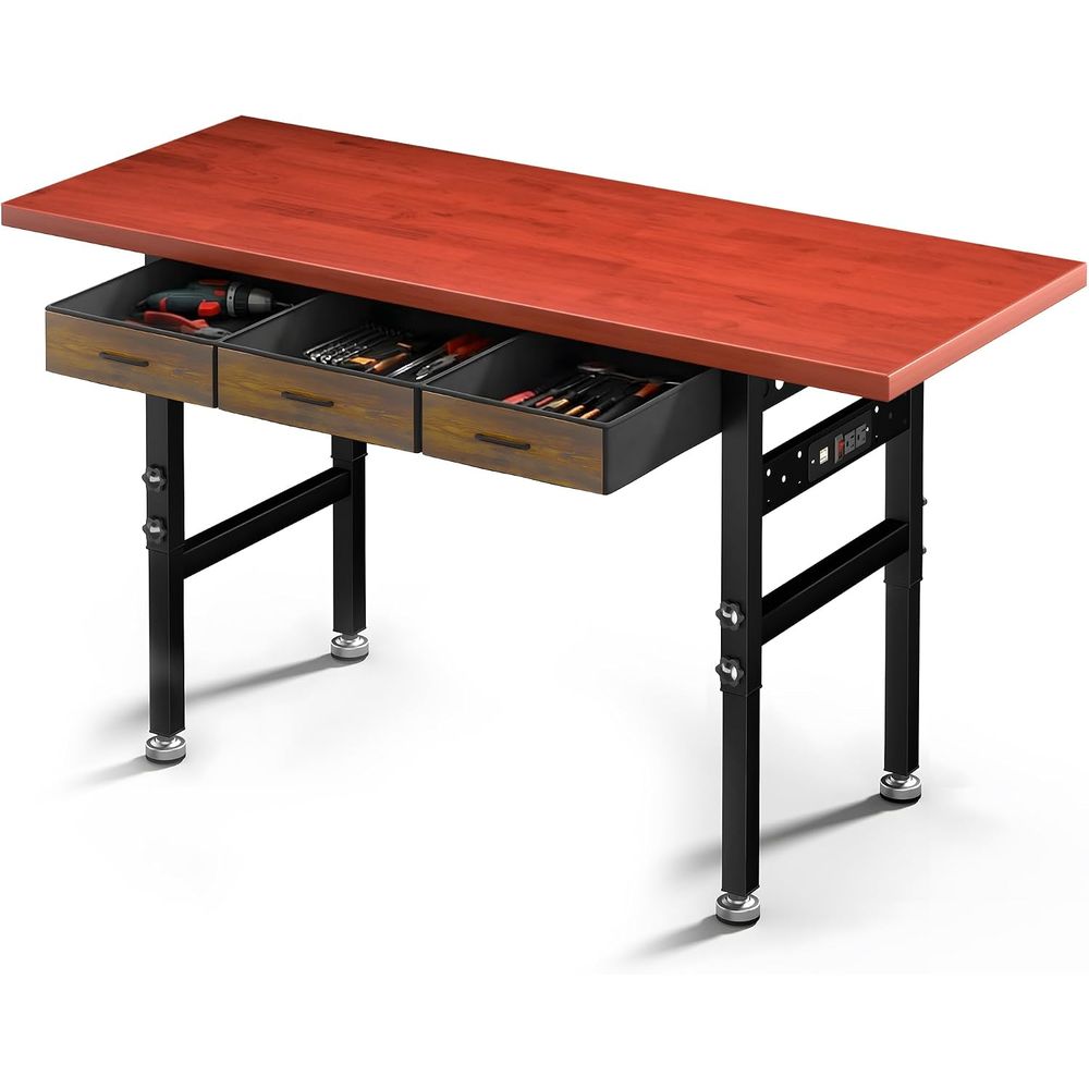 Woodworking Work Table - 60인치 높이 조절 가능한 작업대 책상(서랍