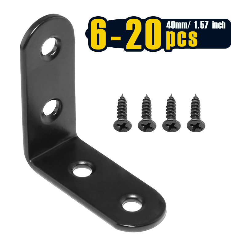 Woodworking Joints - 6-20개 블랙 코너 브레이스 L 브래킷,