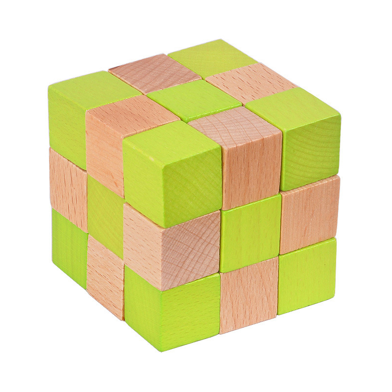 Woodworking Kids Toys - 나무 뱀 큐브 퍼즐 IQ 논리