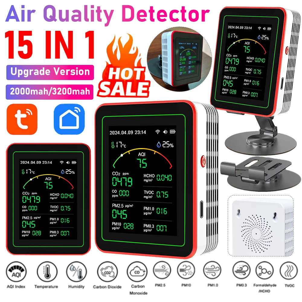 Woodworking Apps - Tuya WiFi 15-in-1 실내 공기질 모니터