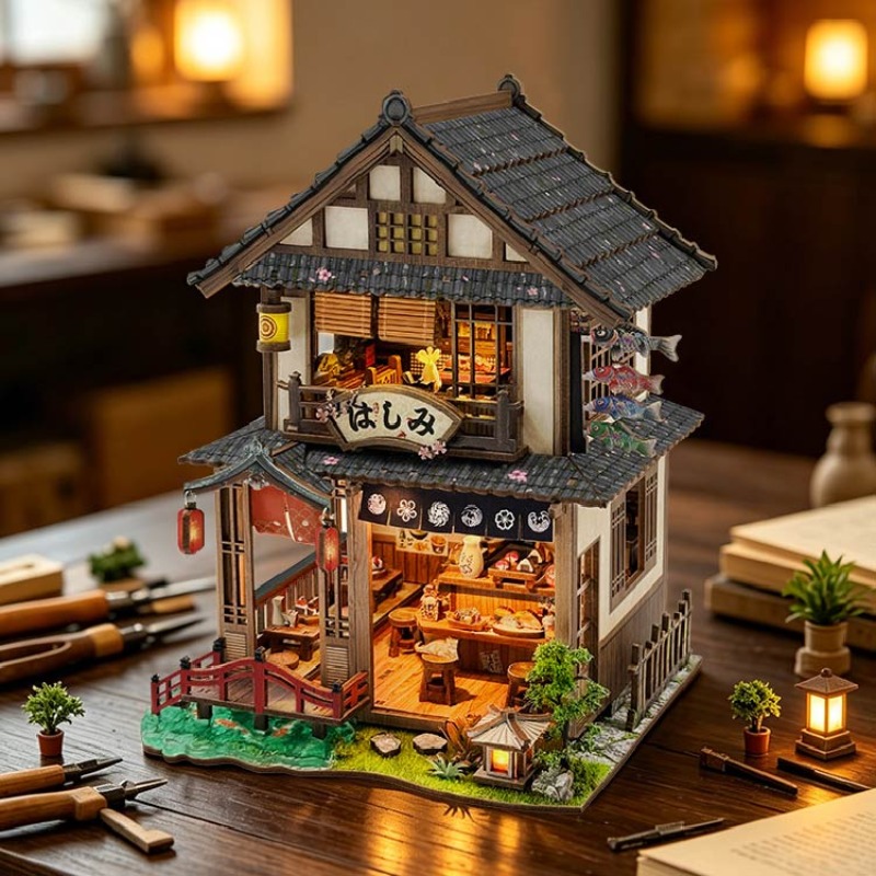 DIY 나무 브리지사이드 마치야 코티지 미니어처 모델  - Woodworking Kits For Kids 리뷰 및 가격