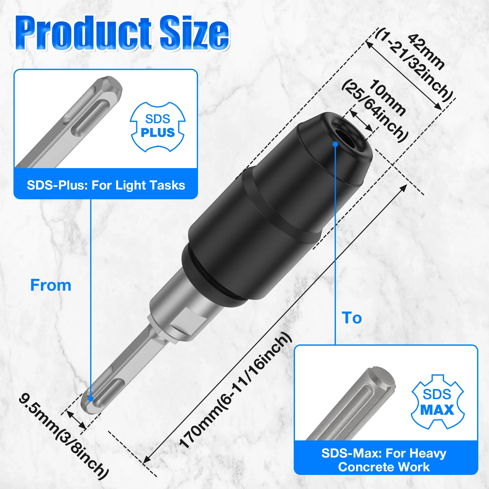 SDS-Plus에서 SDS-Max로 변환 어댑터 로터리 - Woodworking Hammer 리뷰 및 가격