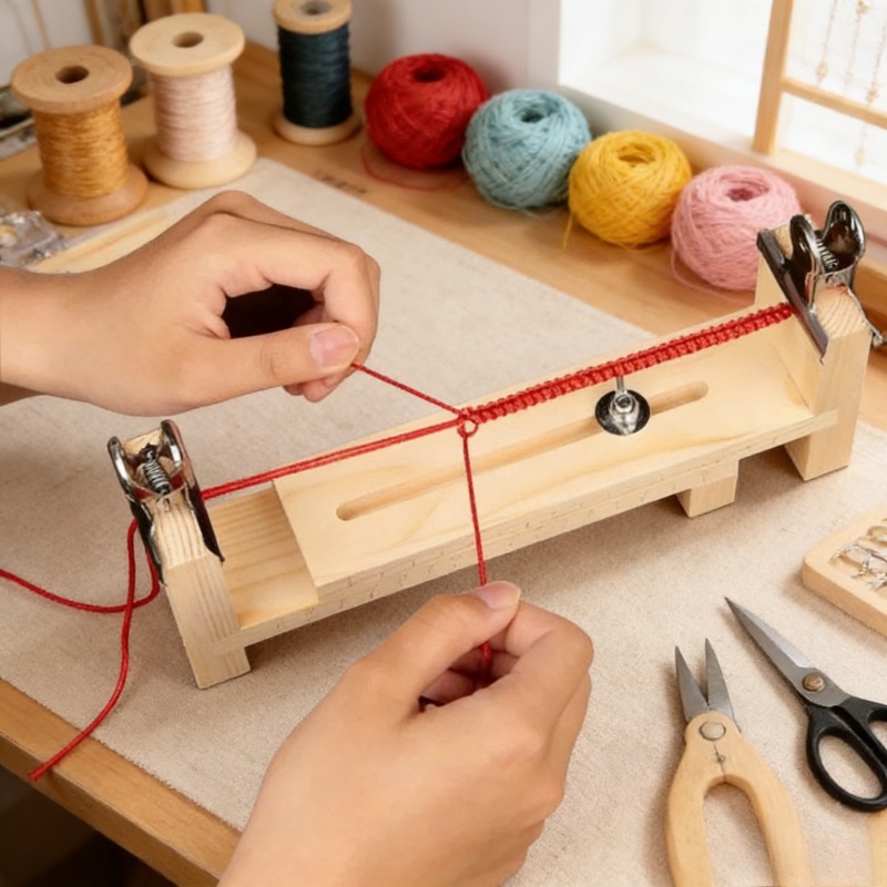 원목 팔찌 엮기 고정 도구 - 빨간색 끈 엮기용 조절  - Woodworking Shops 리뷰 및 가격