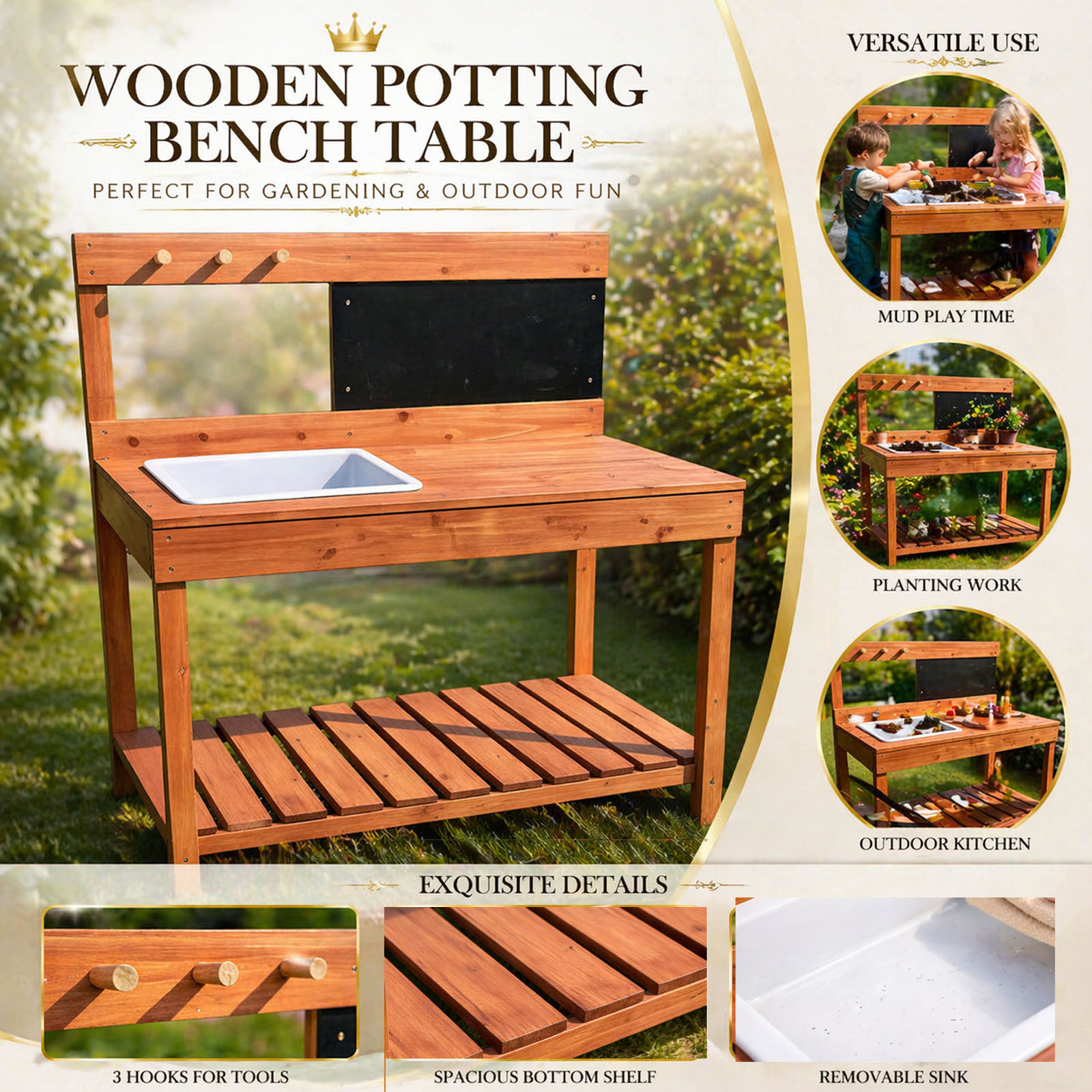 어린이용 나무 화분대, 실내외 정원 재배 테이블, 작업 - Woodworking Work Table 리뷰 및 가격