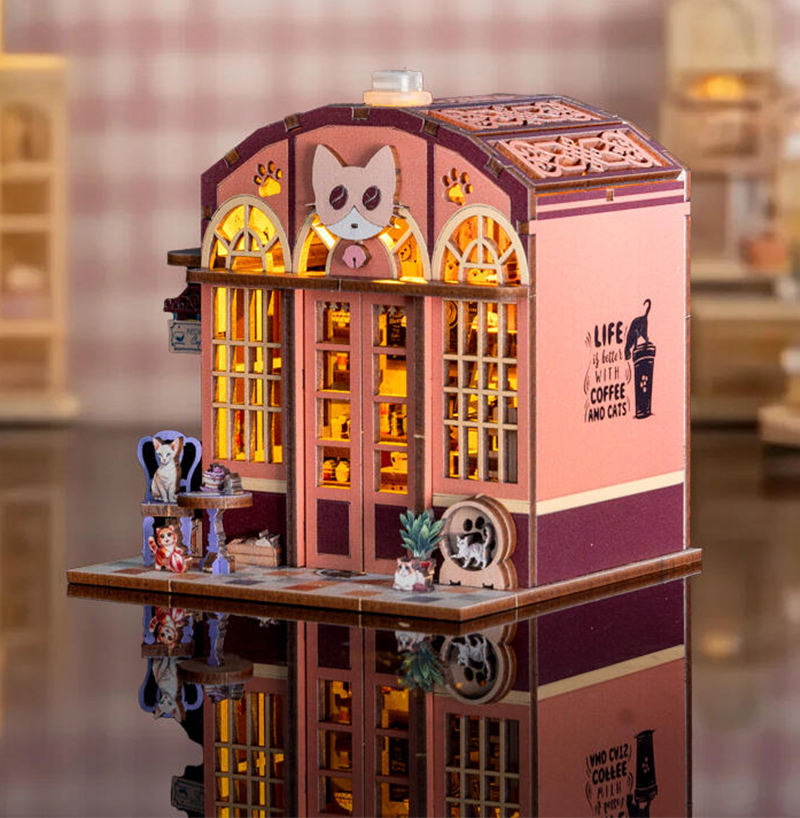 DIY 나무 고양이 카페 캐빈 미니어처 모델 키트 LE - Woodworking Kits For Kids 리뷰 및 가격