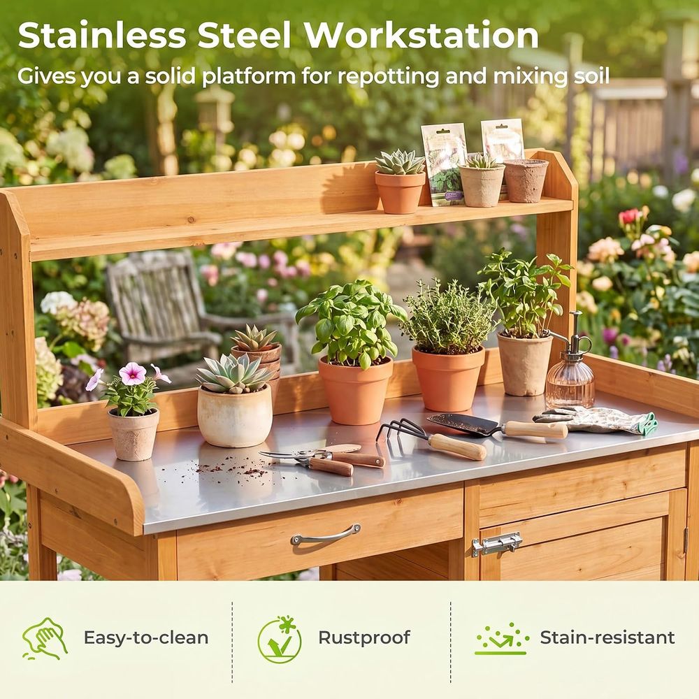 야외 화분 키우기용 테이블, 나무 정원 작업대, 수납장 - Woodworking Work Table 리뷰 및 가격