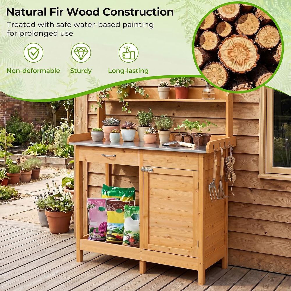 야외 화분 키우기용 테이블, 나무 정원 작업대, 수납장 - Woodworking Work Table 리뷰 및 가격