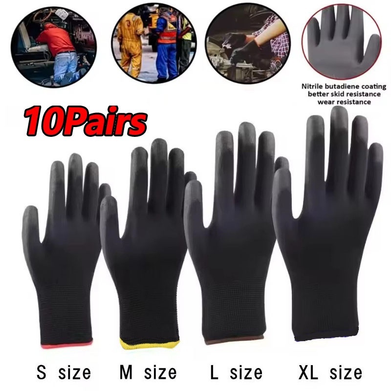 10쌍 내구성 나일론 작업 PU 안전 작업 장갑 원예  - Woodworking Gloves 리뷰 및 가격