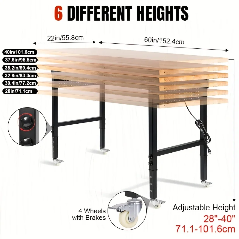 신규 입고된 바퀴 달린 조절식 작업대, 60인치 길이  - Woodworking Work Table 리뷰 및 가격